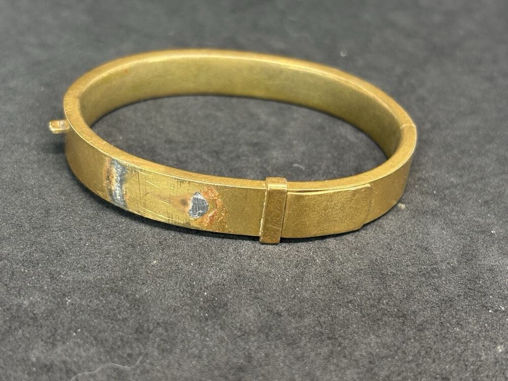 Antique Victorian Gold Filled Buckle Brushed Gold Tone Bangle Bracelet